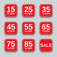 Sale from 15 to 85% off, labels set