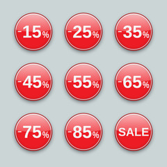 Sale from 15 to 85% off, labels set
