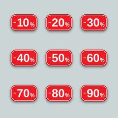 Sale from 10 to 90% off, labels set