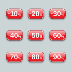 Sale from 10 to 90% off, labels set