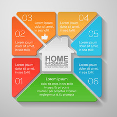 Vector infographic template, six options, husing.
