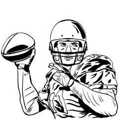 hand sketch of american football player