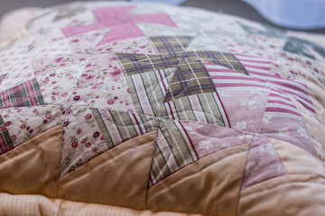 Lovely shot of pillow created by patchwork technique. Pillow from my Grandma