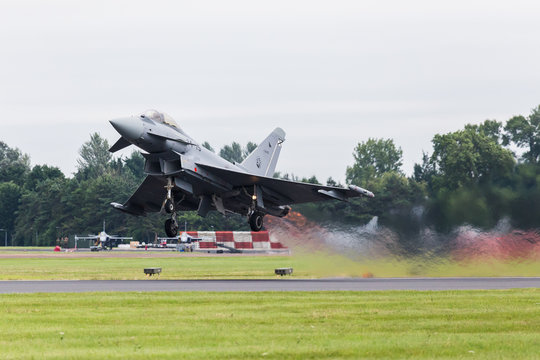 Spanish Air Force Eurofighter EF2000 lifting into the sky