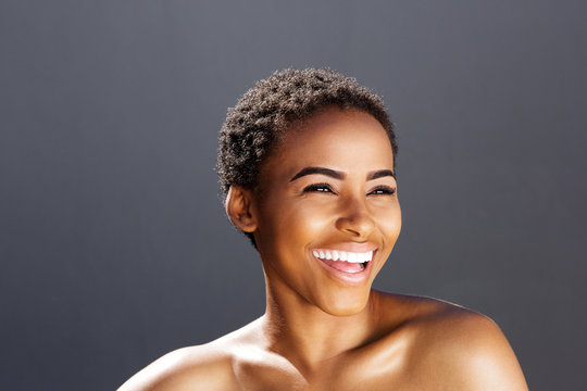 beauty portrait of black female model smiling