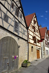 View in the historical town of Rothenburg on the Tauber, Bavaria, region Middle Franconia, Germany