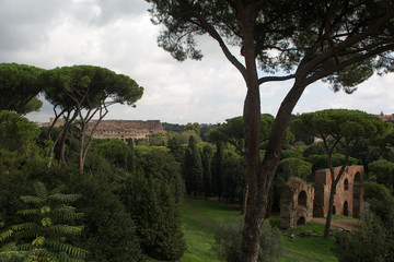 Roman landscape: View from Palatine to Colosseum