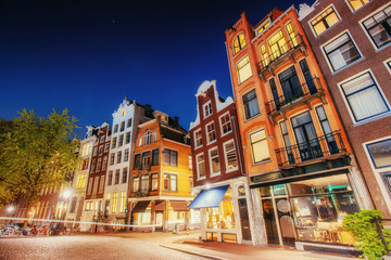 Obraz premium Highlighting buildings and streets Amsterdam, the Netherlands