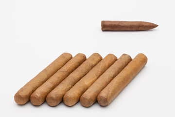 Luxury Cuban cigars on the white table