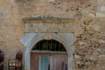 Rethymno, Greece - July  30, 2016:  Old archway portal.