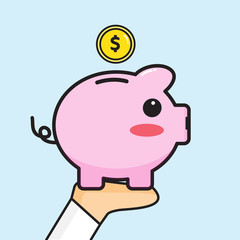 Piggy bank cartoon design for business .