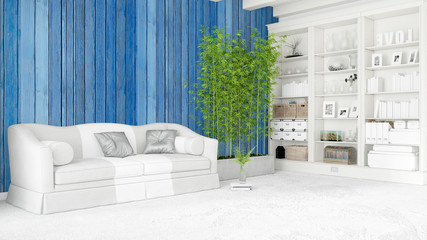 Modern bright interior . 3D rendering