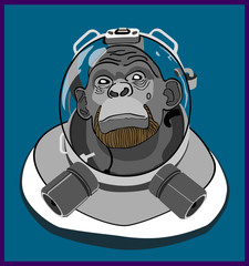 Monkey Astronaut. Vector illustration