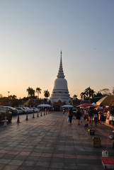 Beautiful White Stupa in Temple Wat Phra Sri Mahatatu Bangkok Thailand