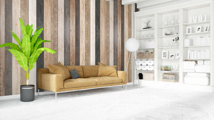 Modern bright interior . 3D rendering