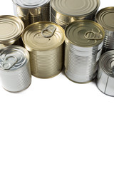 metal cans on a white background.