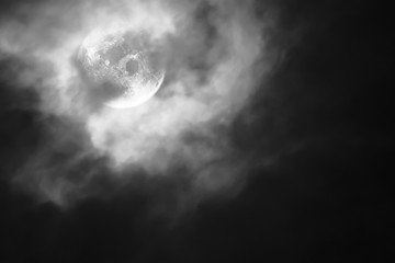 Fototapeta premium Dramatic of night sky and clouds with full moon.