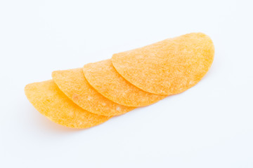 Potato chips on the papric. Eco food.