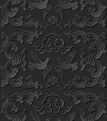 3D paper art pattern retro spiral wave pigeon