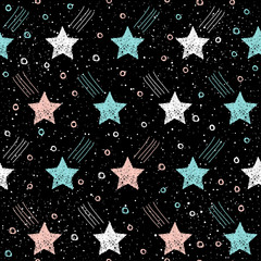 Doodle star seamless background. Abstract childish star pattern