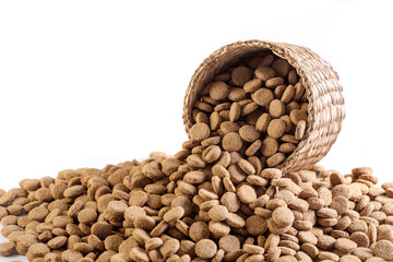dry dog food isolated on white background