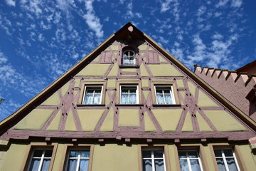 View in the historical town of Rothenburg on the Tauber, Bavaria, region Middle Franconia, Germany