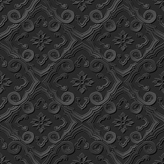 3D paper art pattern curve spiral cross chain flower