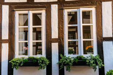 Charming town in Germany . A beautiful old white house