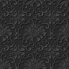 3D paper art pattern botanic spiral vine flower