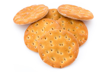 Short pastry cookies isolated on white background.