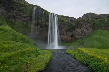 Scenic icelandic waterfall
