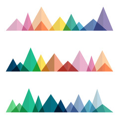 Set of polygonal mountain ridges. Vector design elements for illustration of nature. 