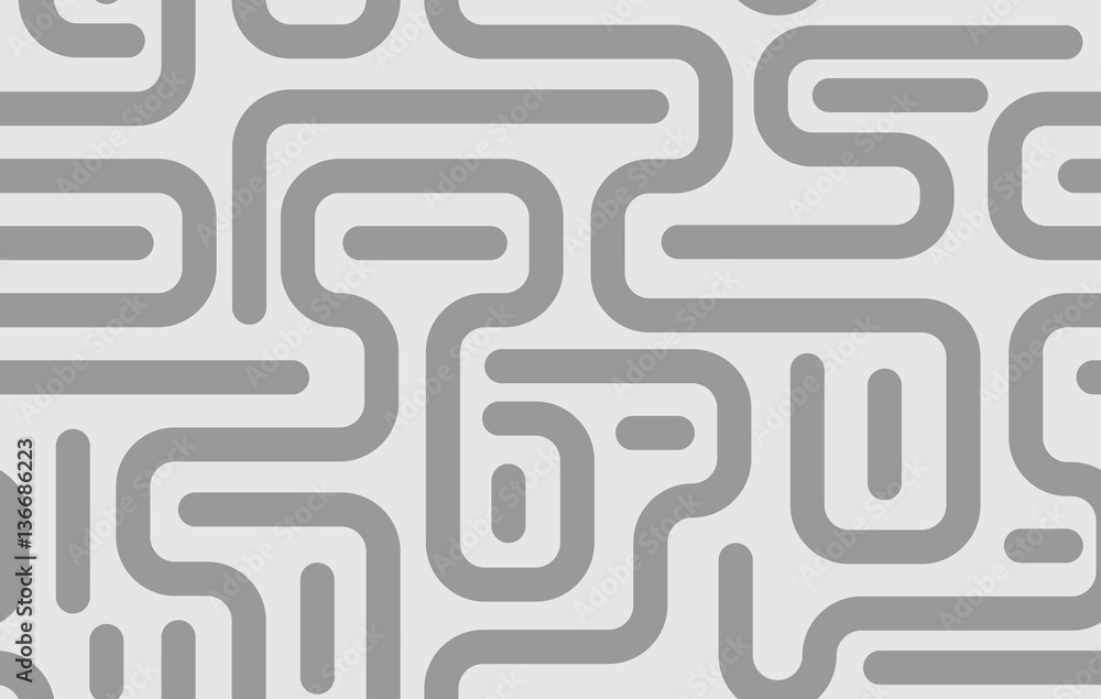 Poster Vector abstract seamless pattern with lines. Gray on white