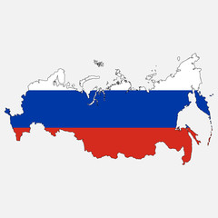 Obraz premium Russia vector map with the flag. Isolated on white background. Vector illustration.