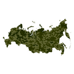 Russia map with military camouflage. Vector illustration.