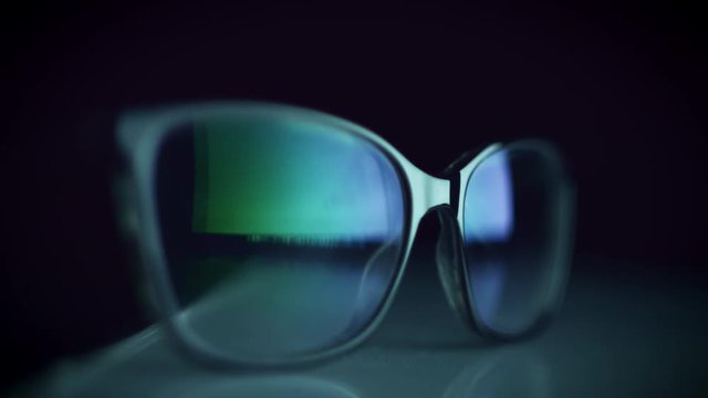 4K Technology Background Of Computer Reflection in Glasses