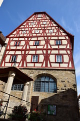 View in the historical town of Rothenburg on the Tauber, Bavaria, region Middle Franconia, Germany