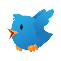 Flying Blue Bird Vector Illustration