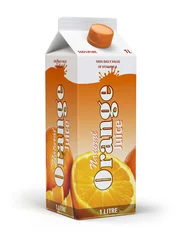 Peel and stick wall murals Juice Orange juice carton cardboard box pack isolated on white backgro