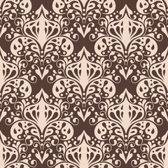 Fototapeta premium Damask vector floral pattern with arabesque and oriental element