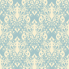 Damask vector floral pattern with arabesque and oriental element