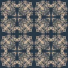 Damask vector floral pattern with arabesque and oriental element