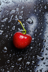 Two juicy fresh wet cherries