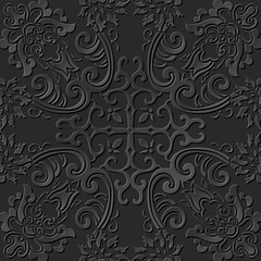 3D paper art pattern botanic spiral cross flower