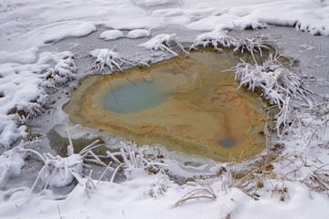 A heart in geothermical features of Upper Old Faithful Basin