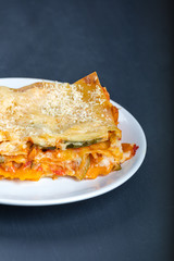 Vegetarian lasagne on the plate
