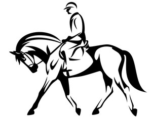 horse rider black and white vector design