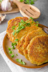 Delicious original schnitzel with potato pancakes