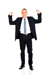 Successful businessman with arms up