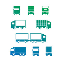 Vector of truck trailer with container  isolated on white background.